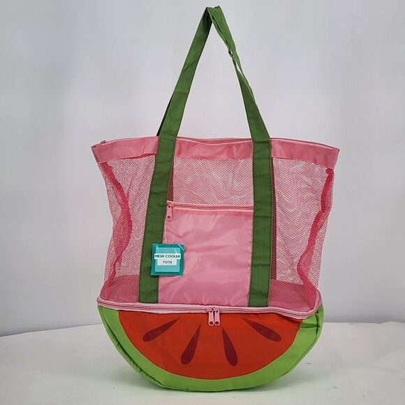 Outdoor Beach Watermelon Fruit Slice Mesh Insulated Cooler Tote Bag NWT - Picture 1 of 9